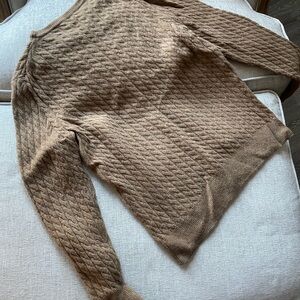 Brooks Brothers Tan Cable Knit Crewneck Sweater